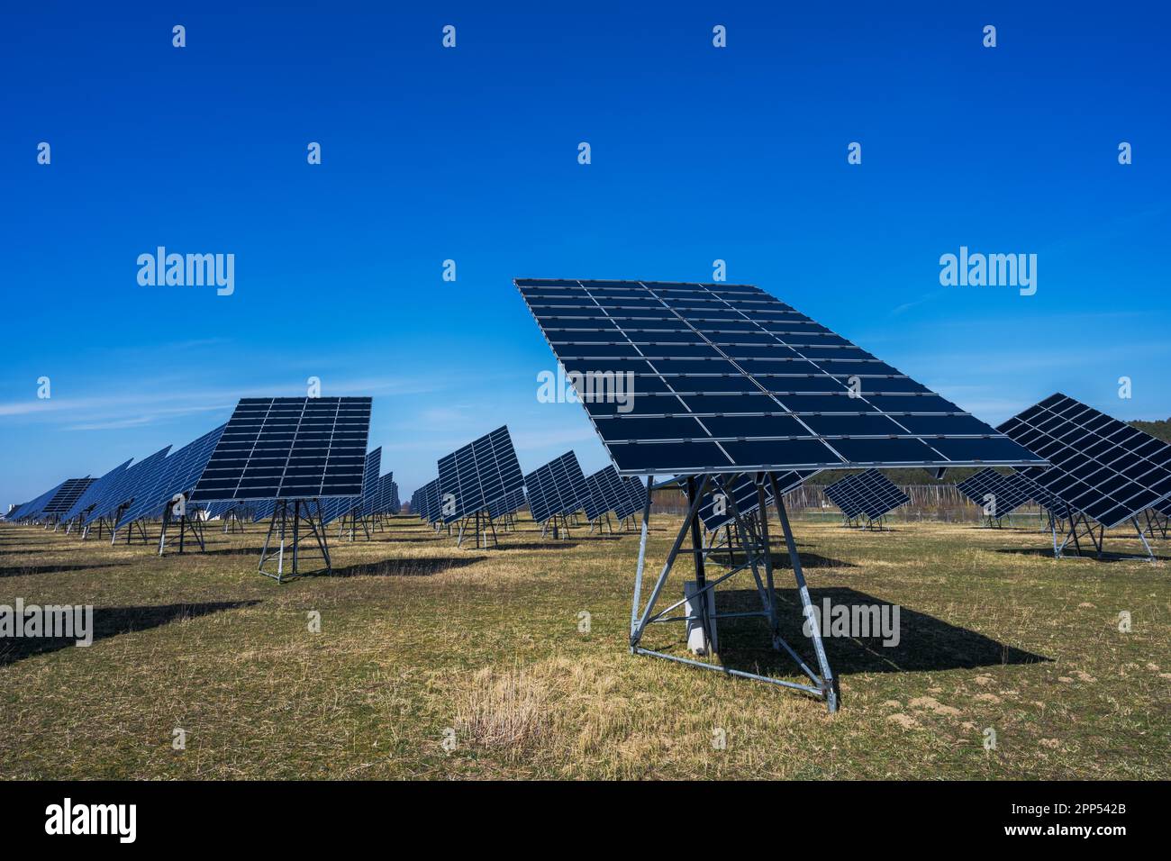 Innovative energy creation in a solar park Stock Photo