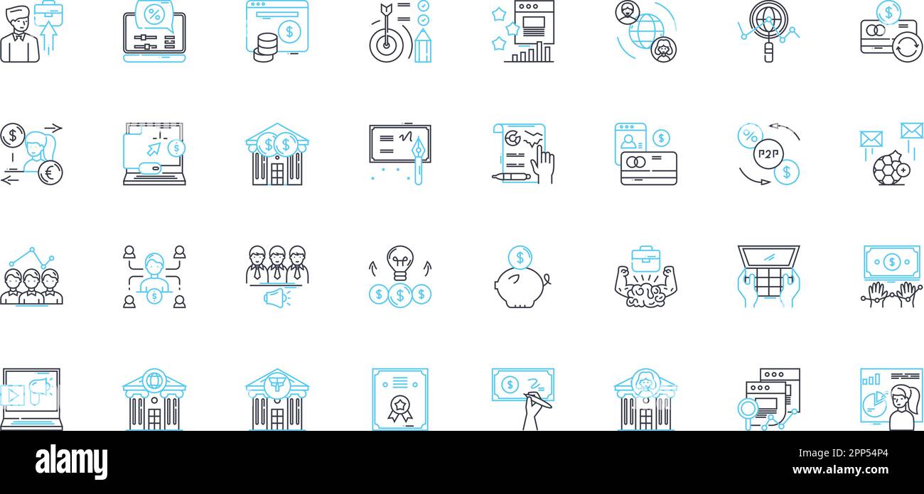 Diagram banking linear icons set. Visualization, Finance, Graph, Chart ...