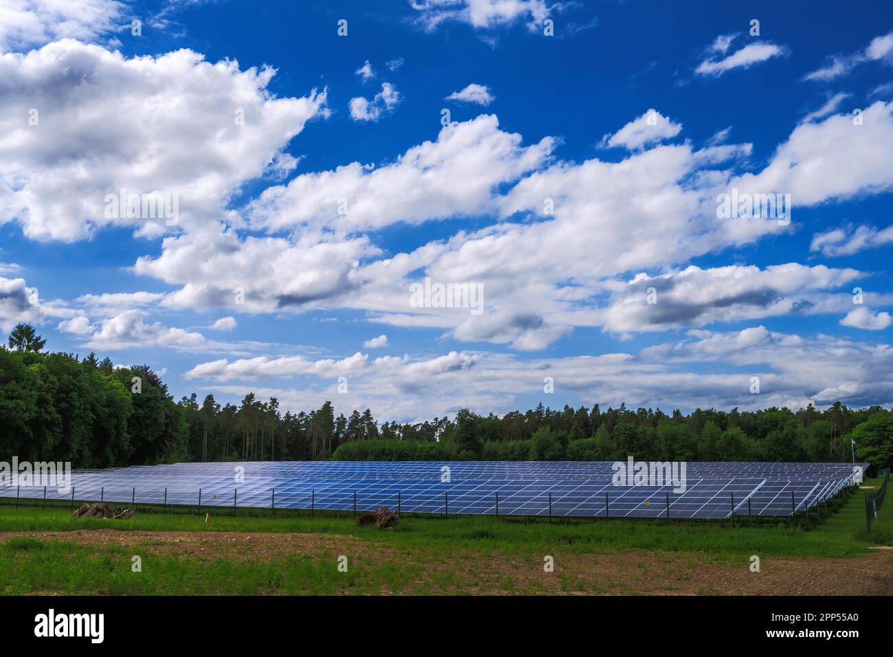 Innovative energy creation in a solar park Stock Photo