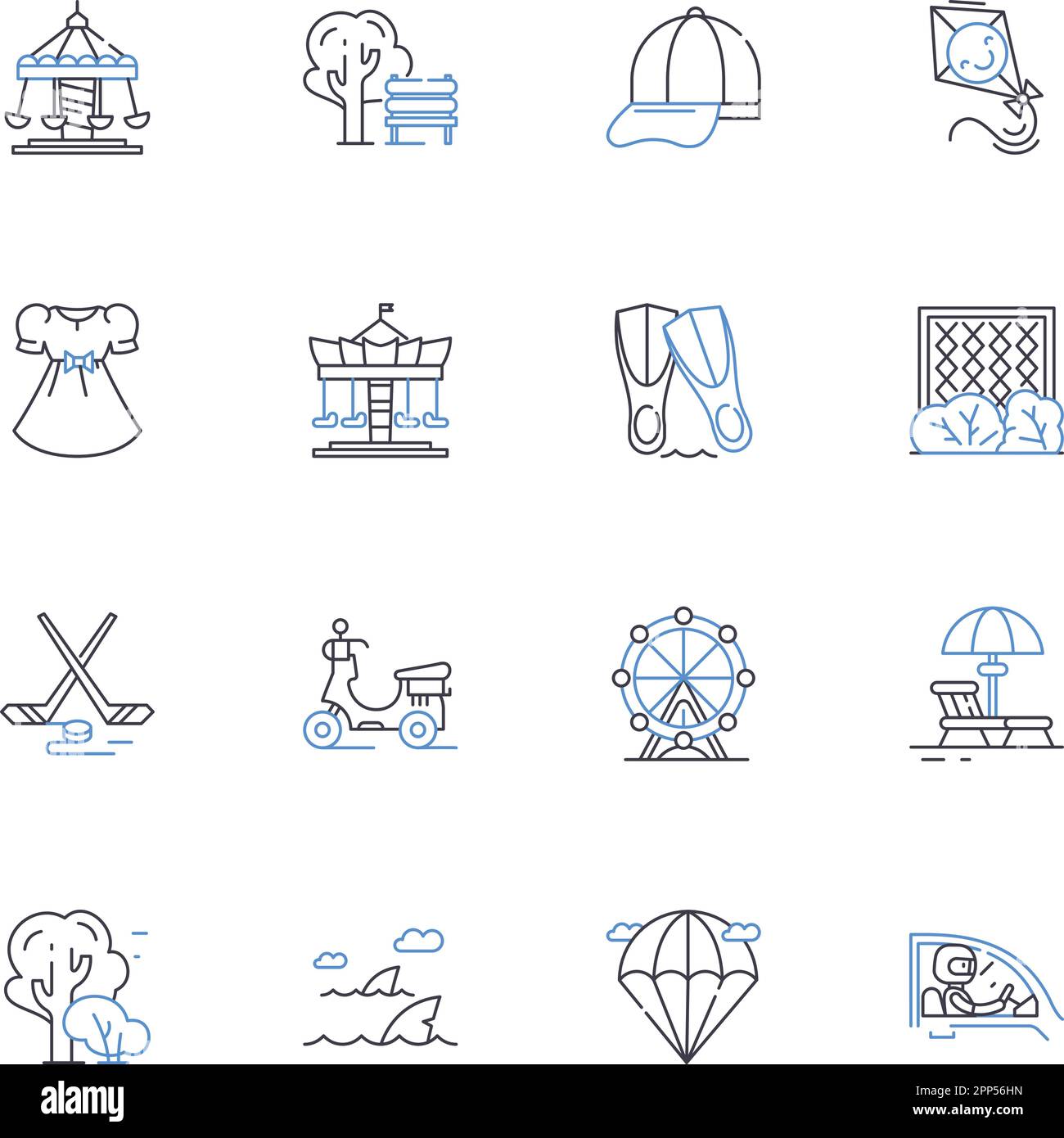Paddleboarding line icons collection. Balance, Floating, Paddle, Relaxing, Glide, Fun, Adventure vector and linear illustration. Zen,Serene,Exercise Stock Vector