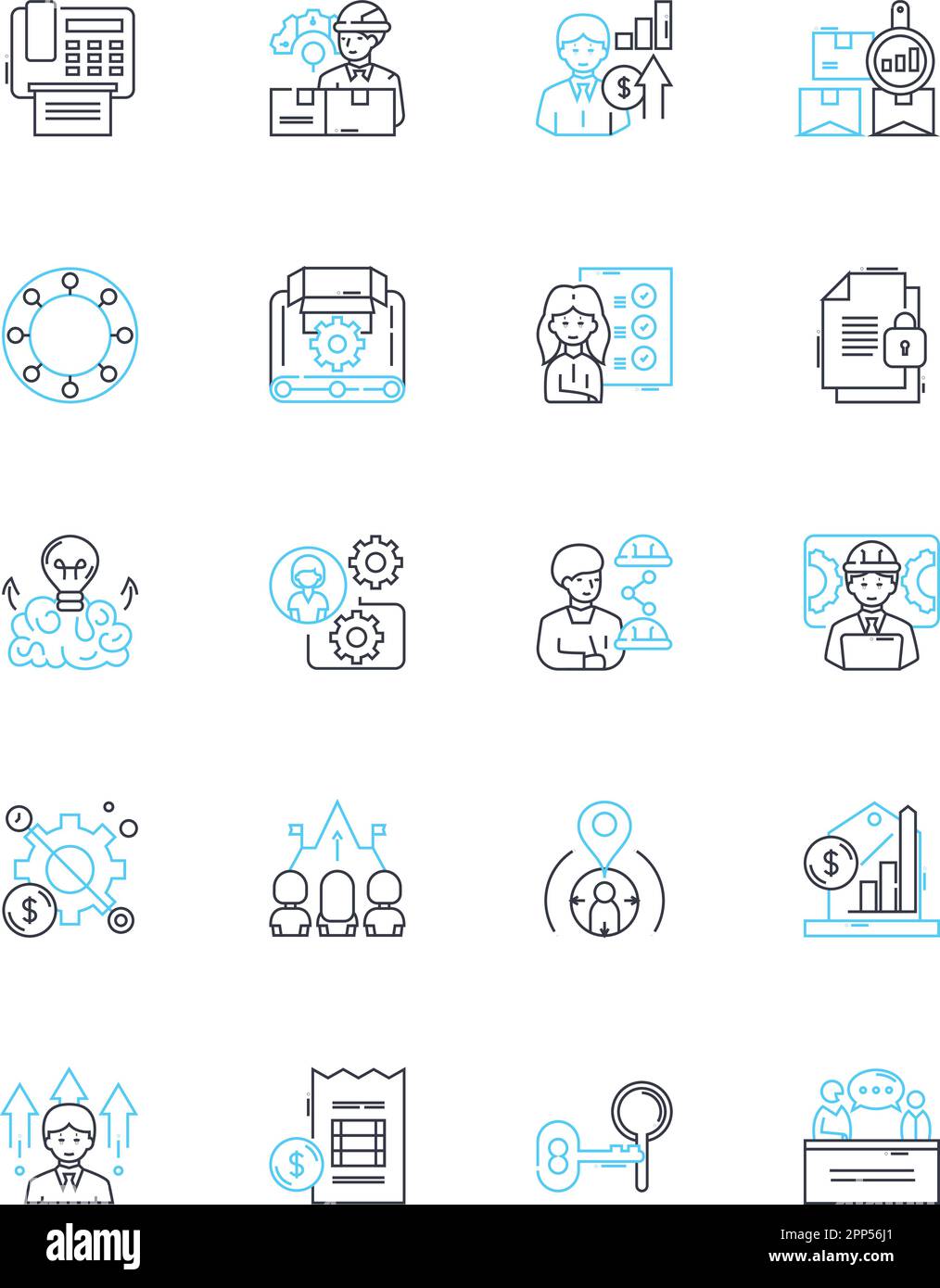 Risk assessment linear icons set. Probability, Security, Hazard