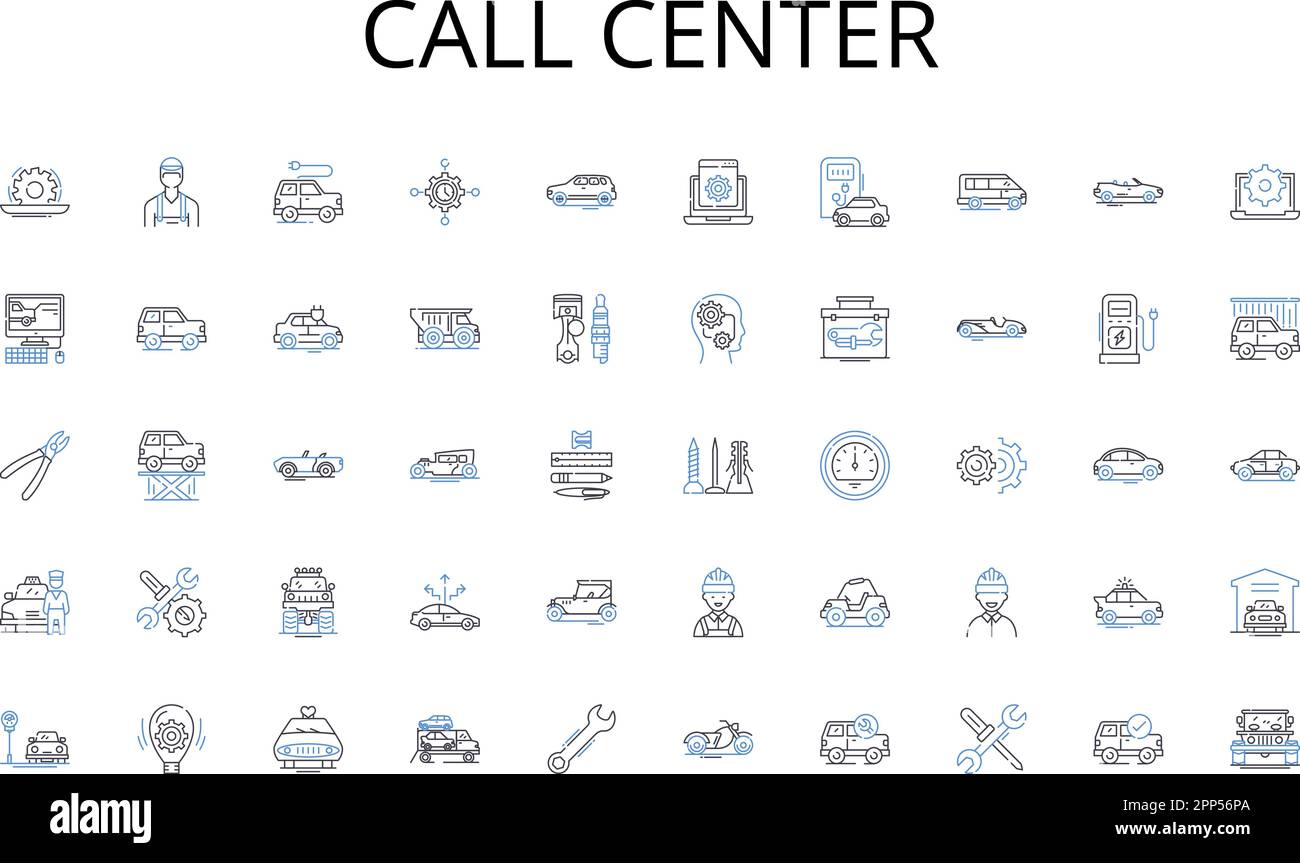 Call center line icons collection. Alpine, Ravine, Cliff, Summit, Gorge, Ridge, Peak vector and linear illustration. Canyon,Uplands,Slope outline Stock Vector
