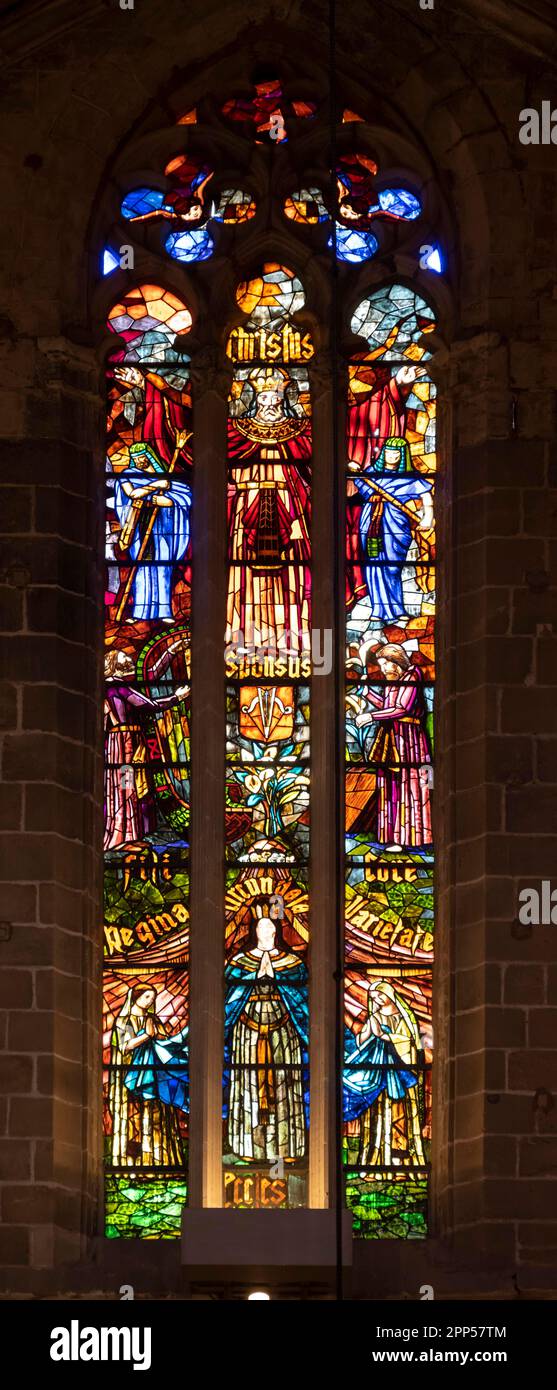 Colourful stained glass window, Palma Cathedral, Palma de Majorca