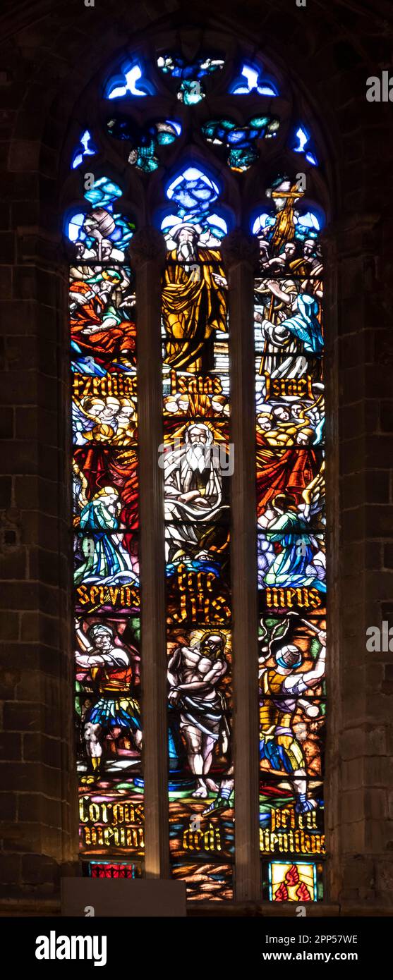 Colourful stained glass window, Palma Cathedral, Palma de Majorca, Spain Stock Photo Alamy