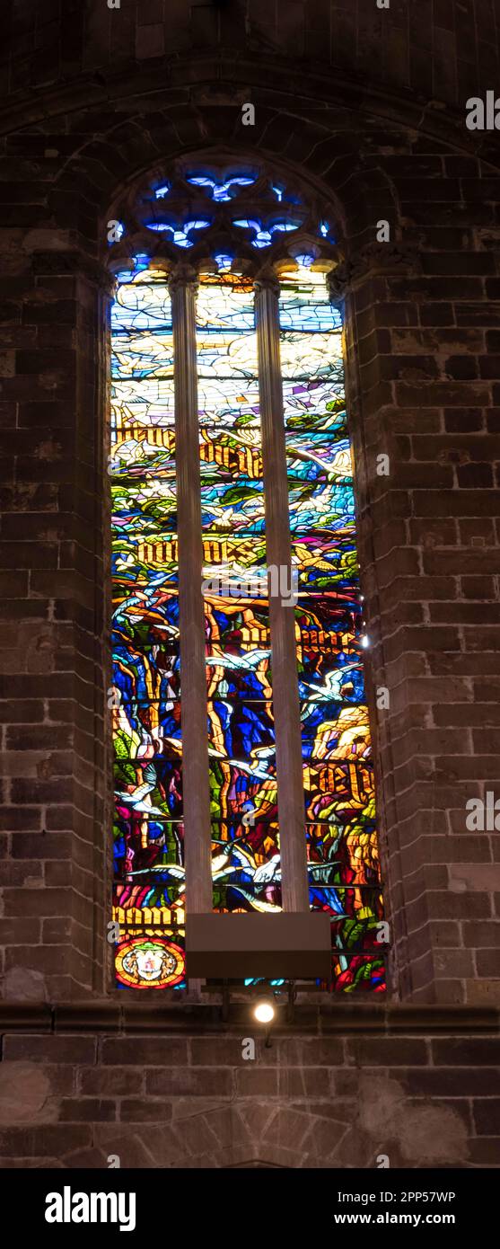 Colourful stained glass window, Palma Cathedral, Palma de Majorca, Spain Stock Photo Alamy