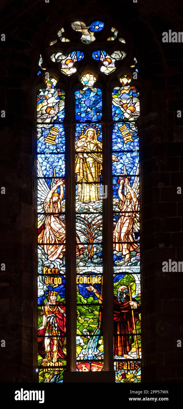 Colourful stained glass window, Palma Cathedral, Palma de Majorca