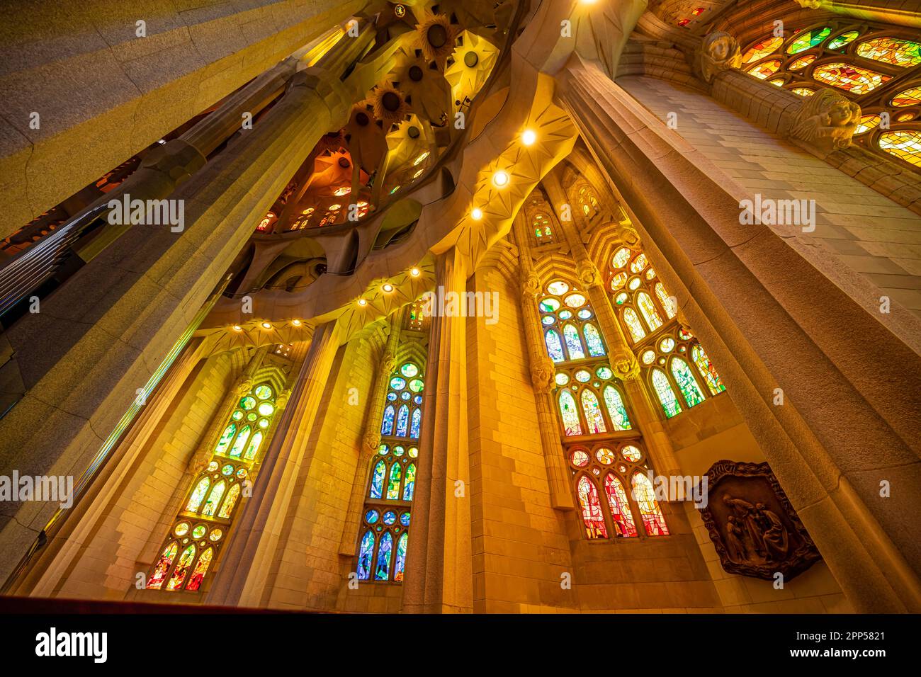 Interior of the Sagrada Familia, Church of the Atonement of the Holy ...