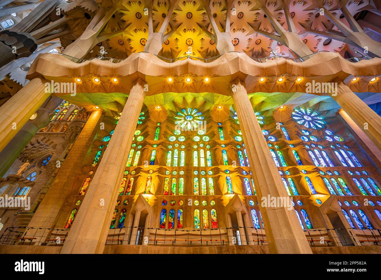 Interior of the Sagrada Familia, Church of the Atonement of the Holy ...