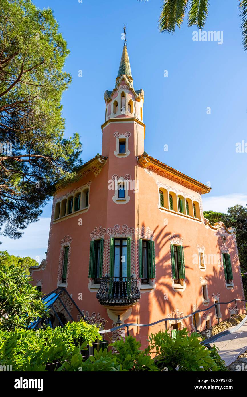Casa Museu Gaudi, Park Gueell, Antoni Gaudi's park, Barcelona, Catalonia, Spain Stock Photo