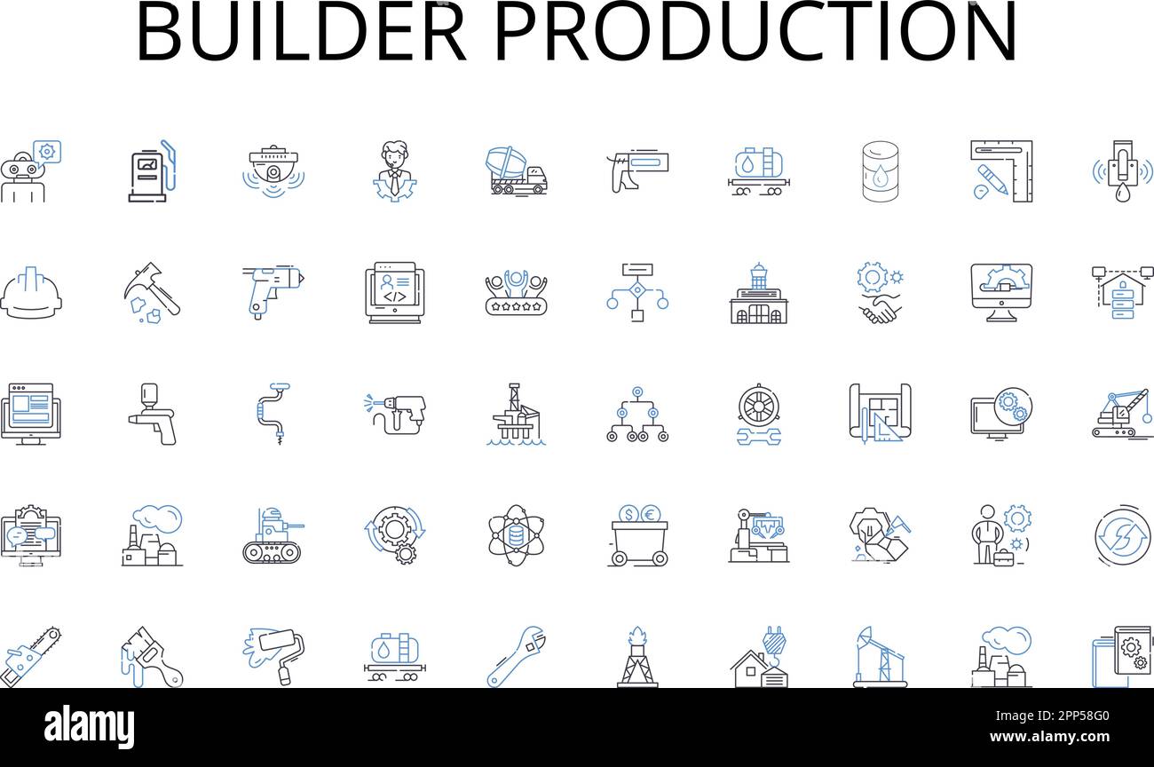 Builder production line icons collection. Dishes, Plates, Bowls, Cups, Glasses, Utensils, Cutlery vector and linear illustration. Flatware,Silverware Stock Vector