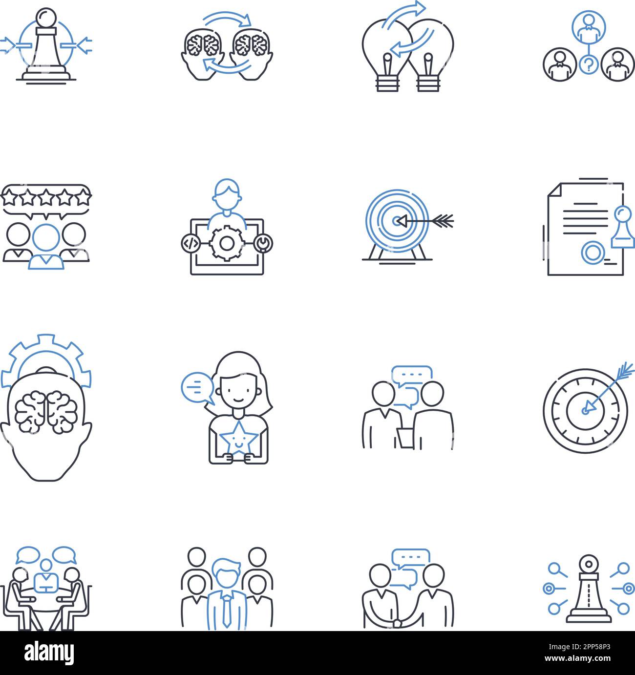 Business coalition line icons collection. Collaboration, Partnership, Synergy, Unity, Coalescence, Alliance, Cooperation vector and linear Stock Vector