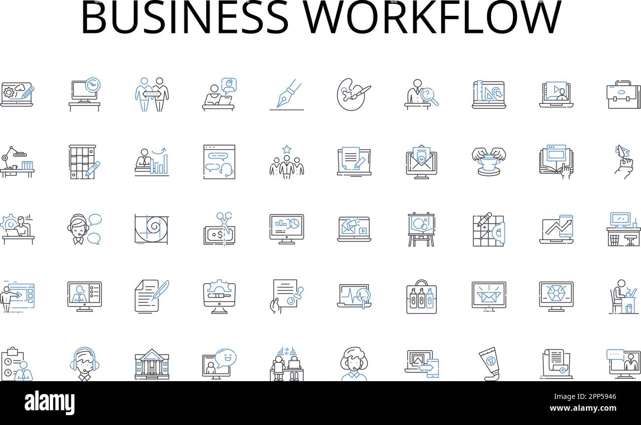 Business workflow line icons collection. Assessment, Evaluation ...