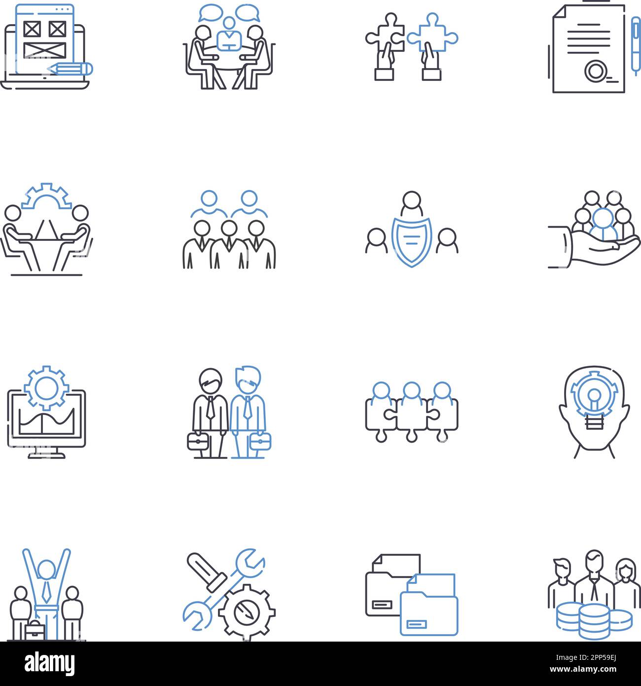 Market research line icons collection. Demographics, Surveys, Analysis, Statistics, Focus groups, Trends, Sampling vector and linear illustration Stock Vector