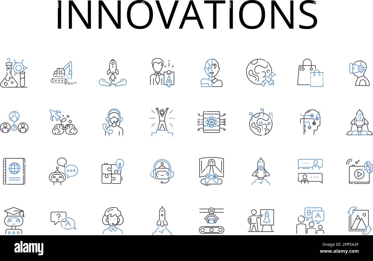 Innovations line icons collection. Advancements, Progressions, Improvements, Developments, Breakthroughs, Advantages, Enhancements vector and linear Stock Vector