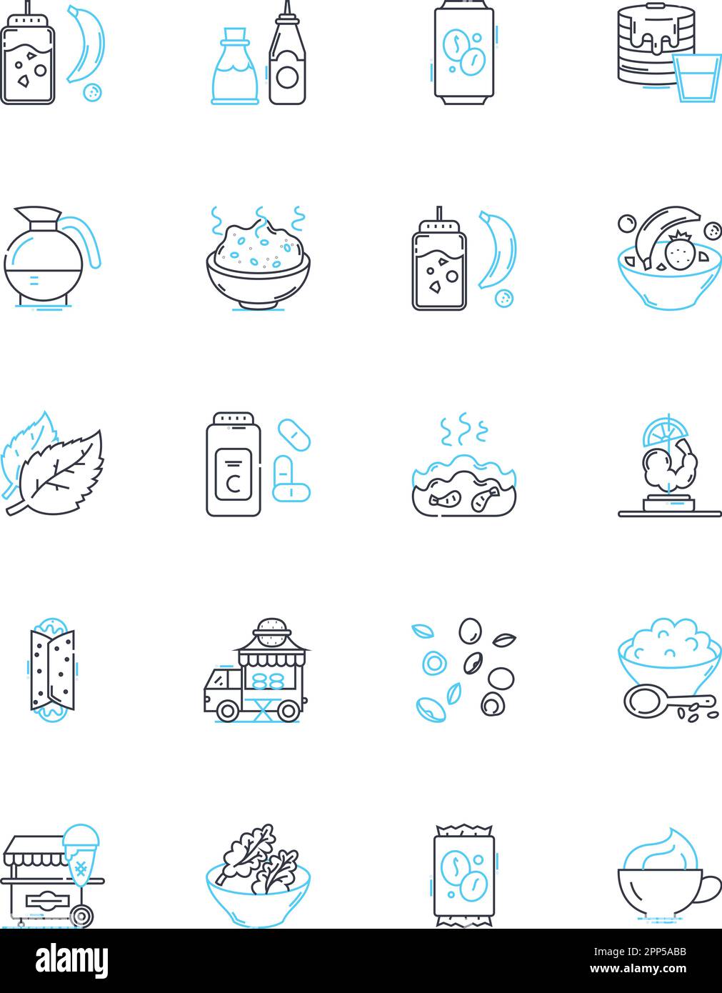 Molecular gastronomy linear icons set. Spherification, Emulsification