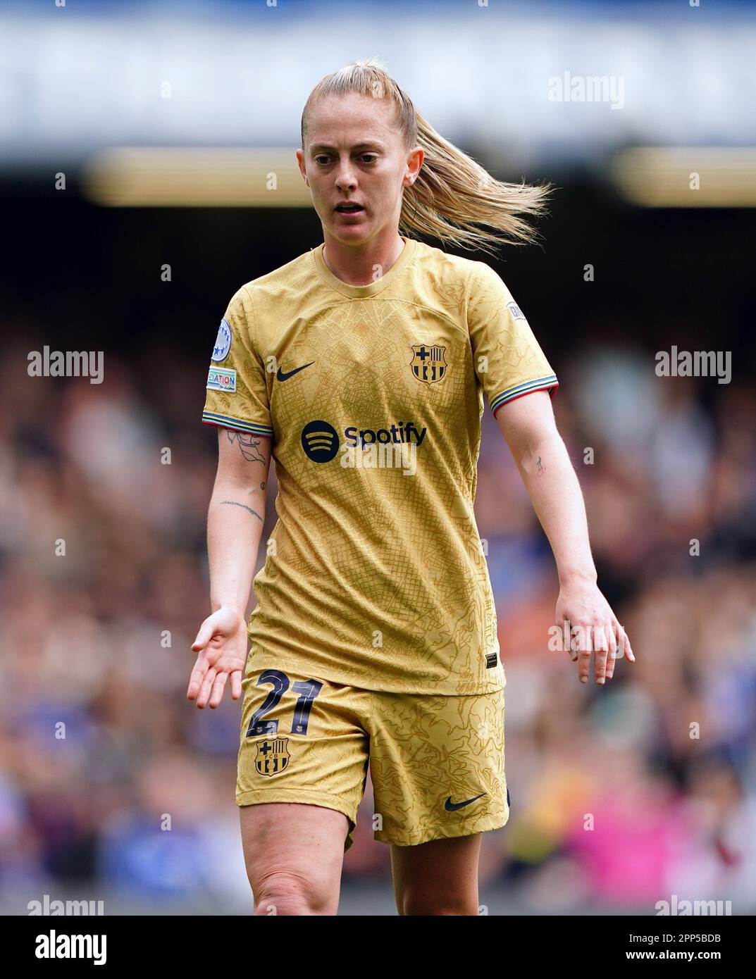 Barcelona's Keira Walsh during the UEFA Women's Champions League semi-final first leg match at Stamford Bridge, London. Picture date: Saturday April 22, 2023. Stock Photo