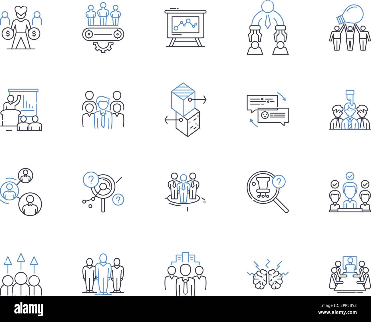 Front desk line icons collection. Receptionist, Greeting