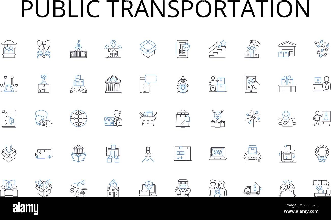 Public transportation line icons collection. Empowerment, Ambition ...