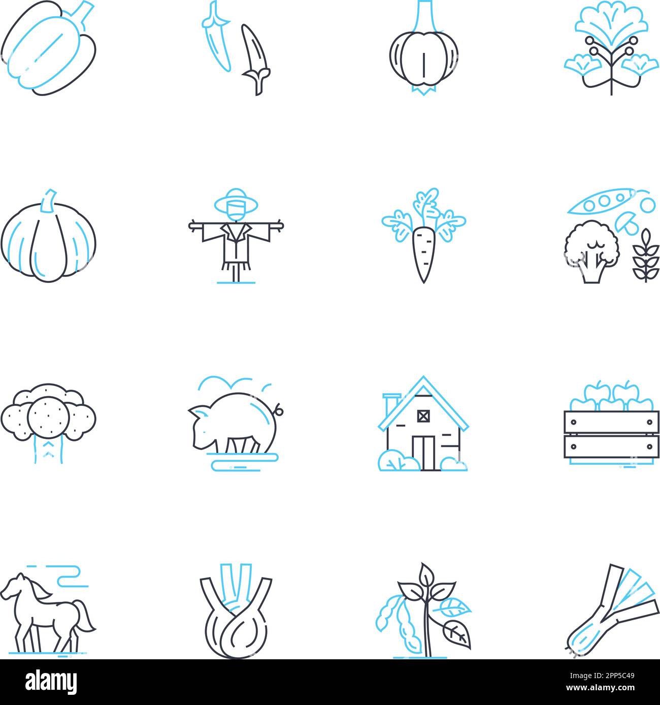 Bio farming linear icons set. Organic, Sustainable, Natural, Earth ...