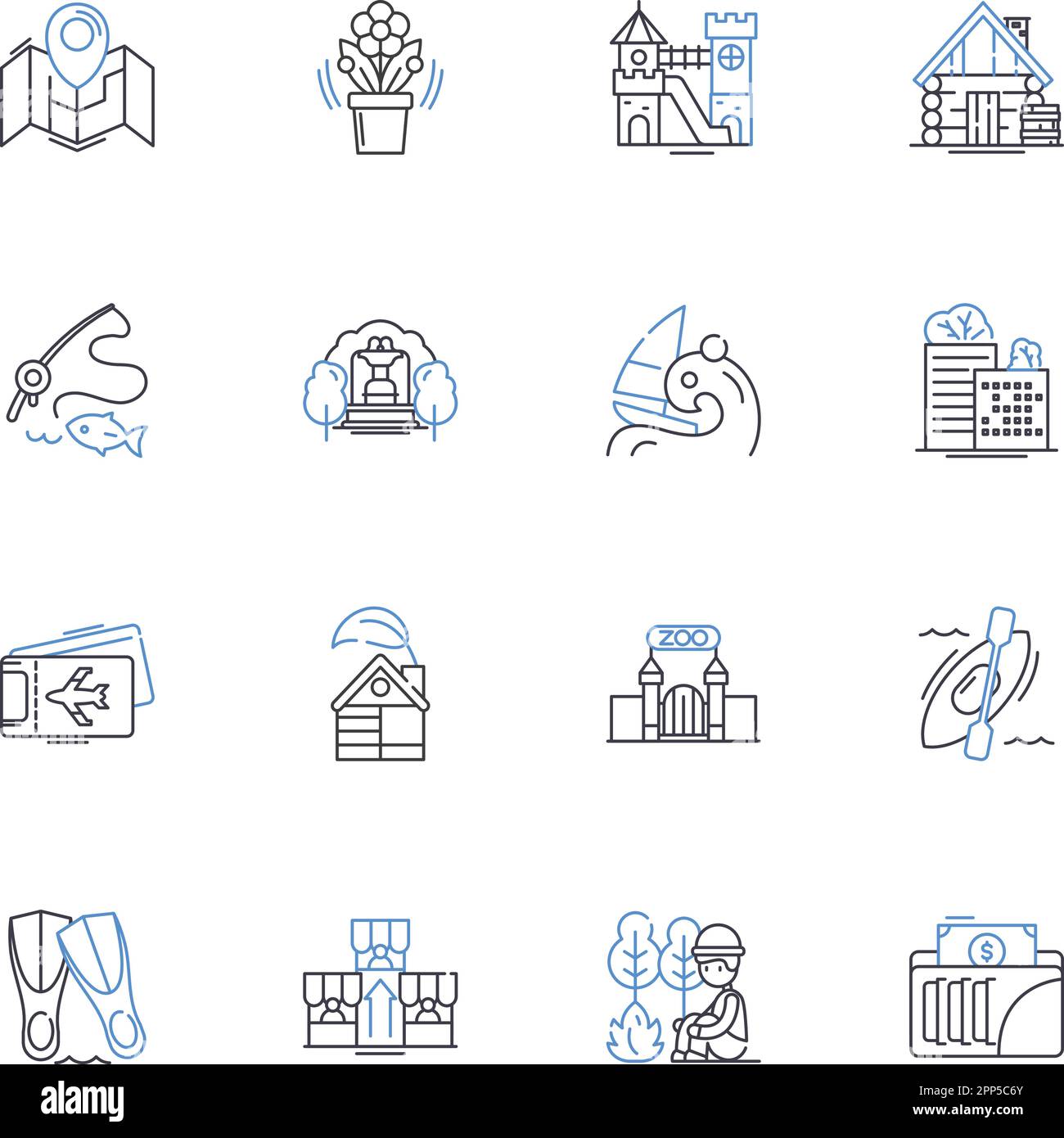 Adventure outfit line icons collection. Expedition, Trekking, Safari ...