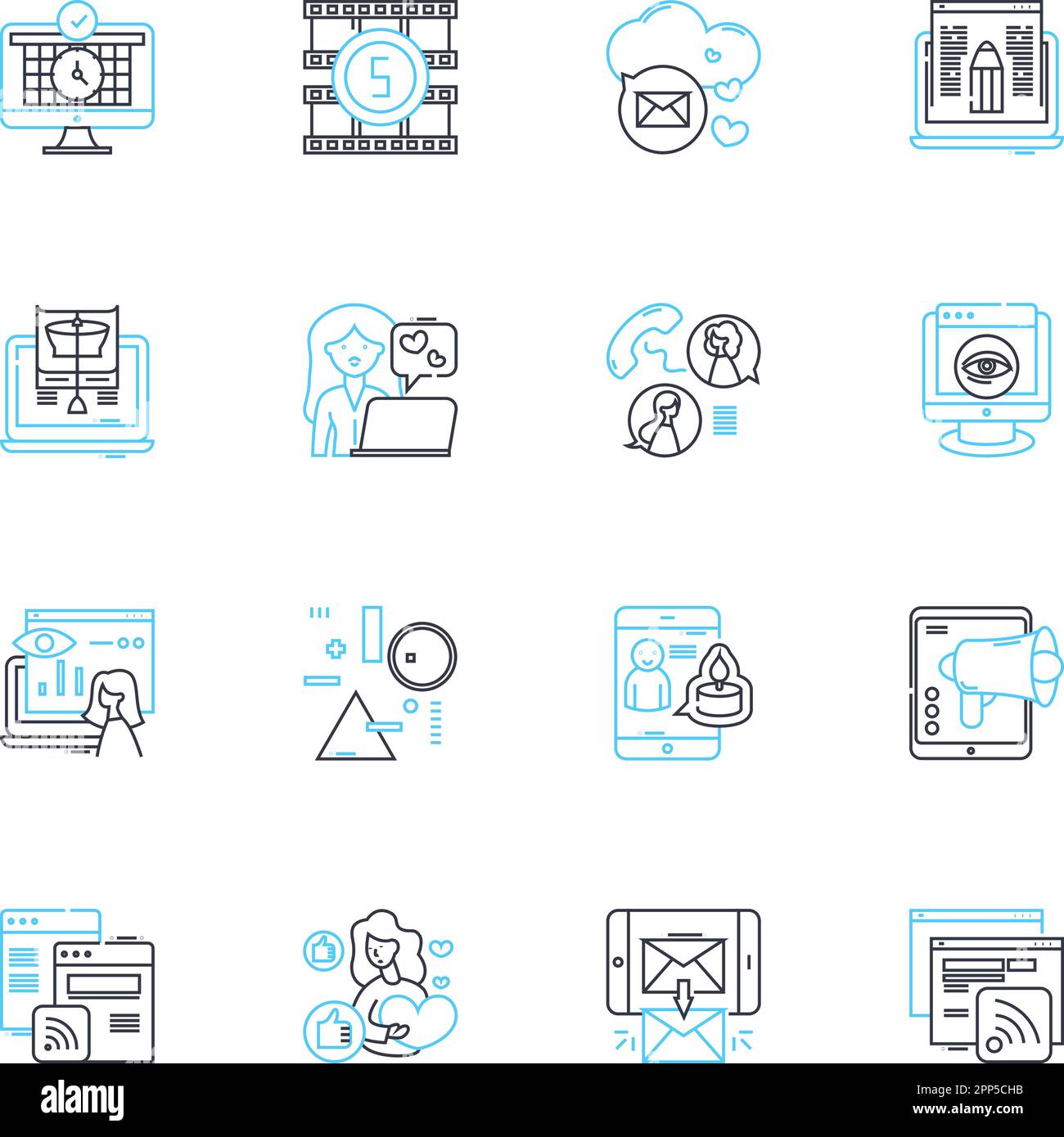 Web design linear icons set. Typography, Usability, Color, Mobile ...