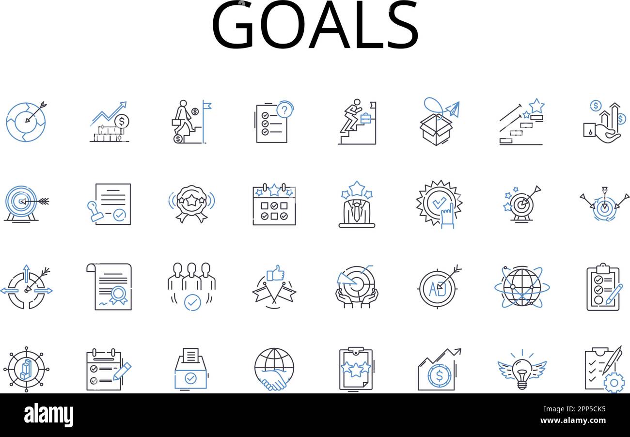 Goals line icons collection. Aspirations, Objectives, Ambitions
