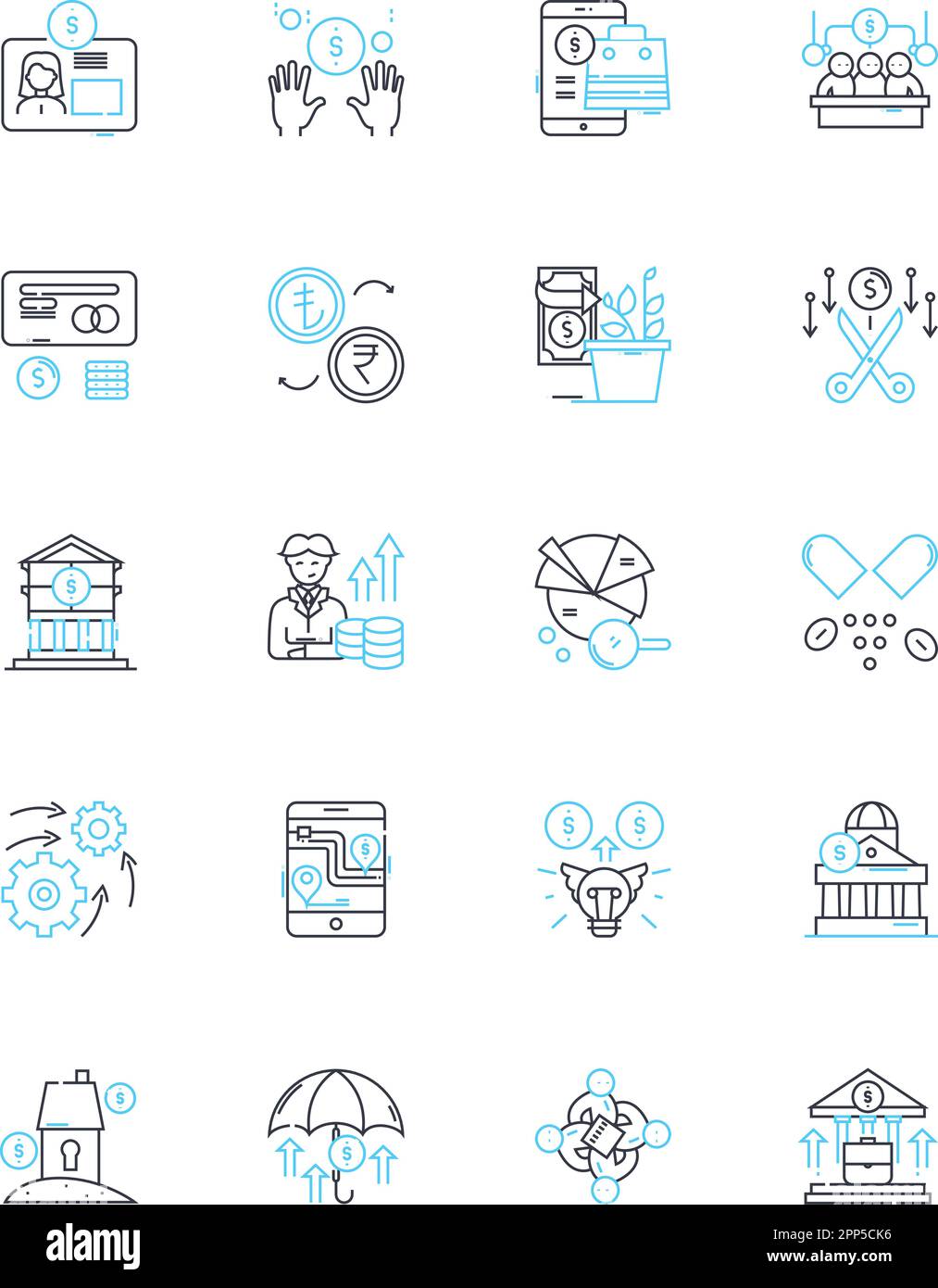 Mobile payment linear icons set. Contactless, Smartph, NFC, Tap, Wallet ...