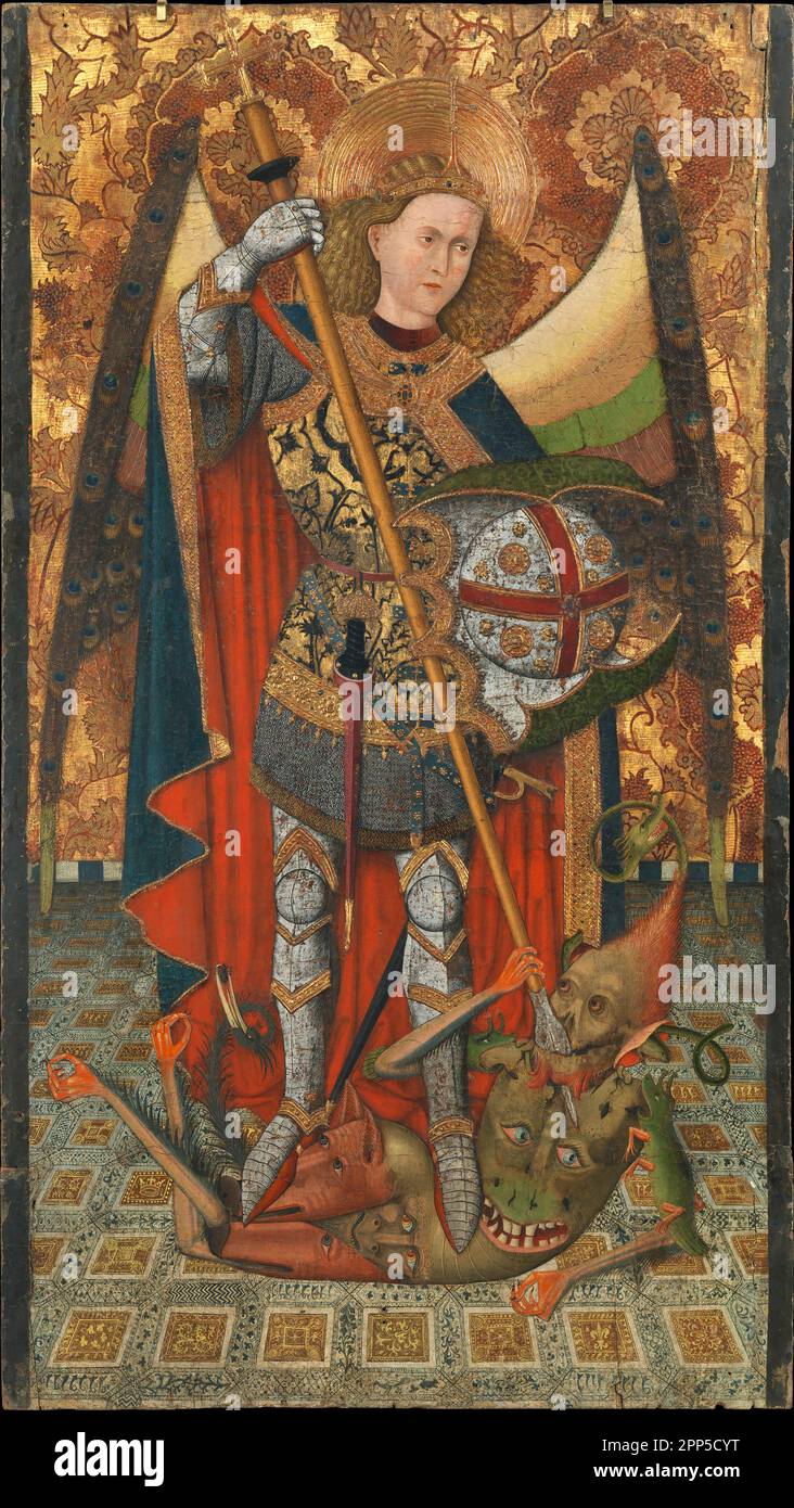 Saint Michael Archangel by Master of Belmonte in 1450 - 1500 | Saint Michael Archangel by Master of Belmonte in 1450 - 1500 Stock Photo