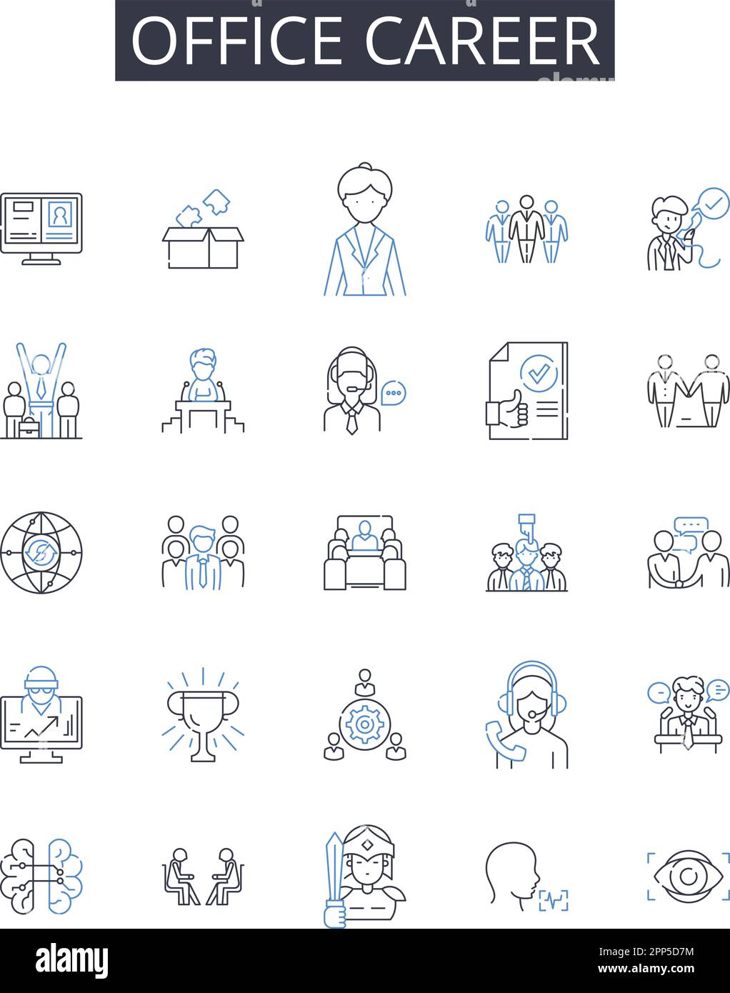 Office career line icons collection. Retail, Shopping, Plaza, Stores, Convenience, Commercial, Strip vector and linear illustration. Outlets,Parking Stock Vector