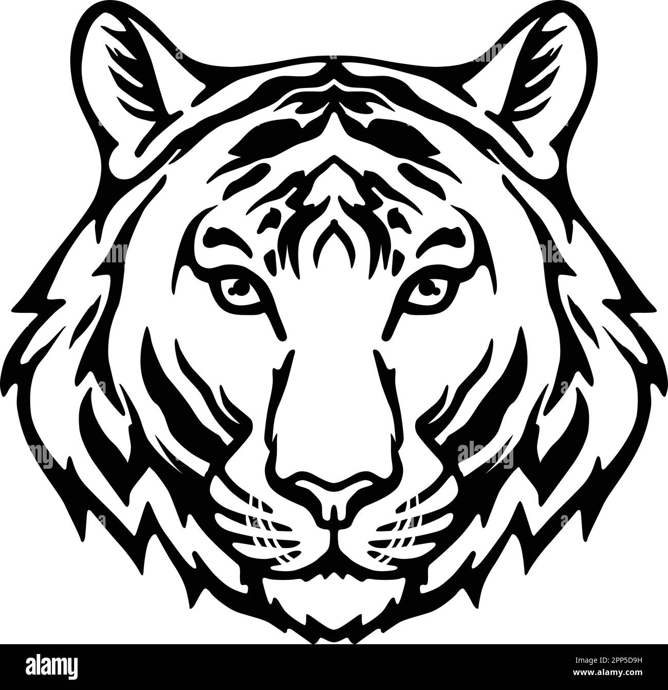 Tiger Face Expression Illustration. Tattoo Art. Vector Stock Vector ...
