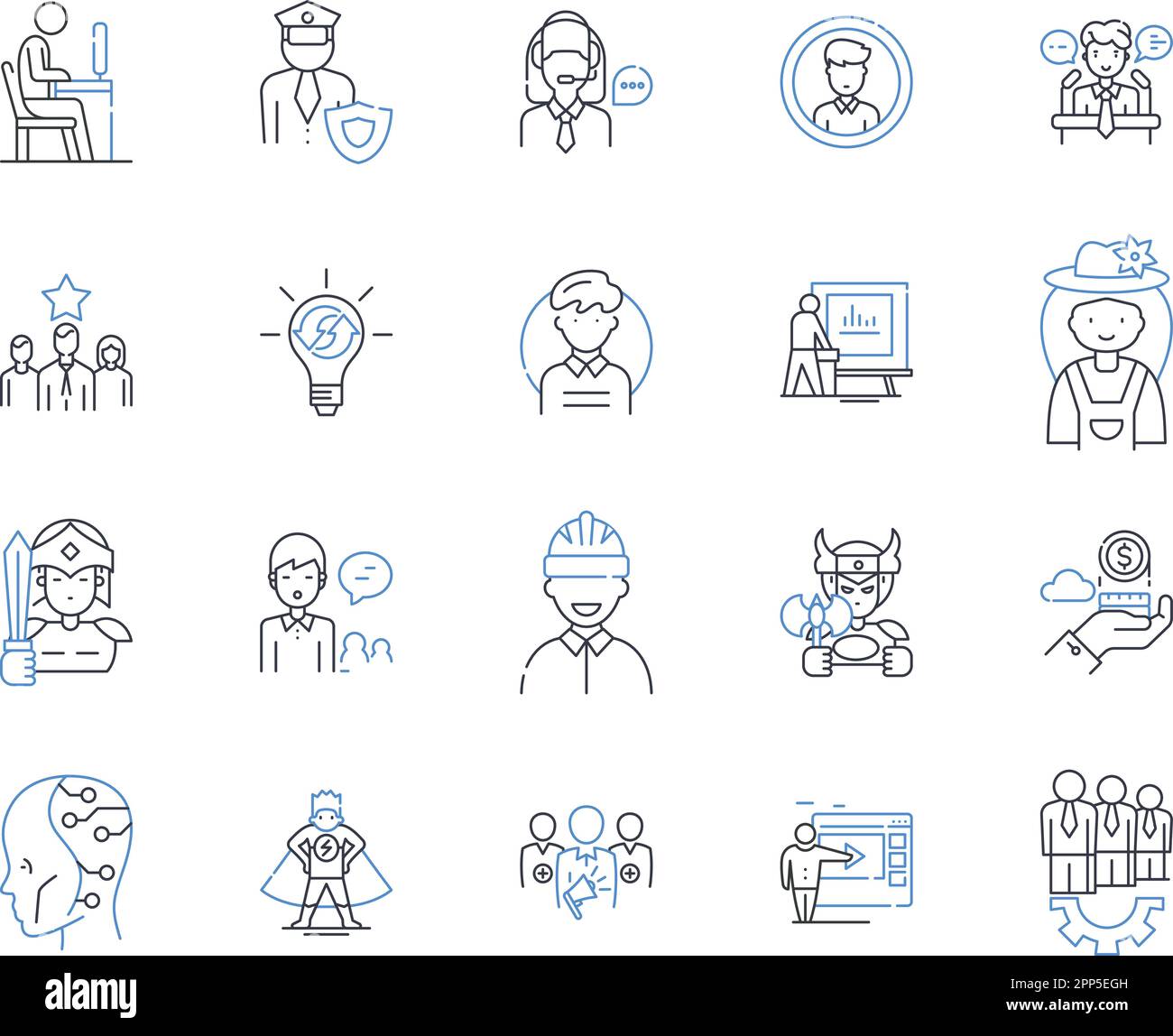 Bureaucratic role line icons collection. Hierarchy, Procedure, Regulation, Bureaucracy, Red tape, Conformity, Protocol vector and linear illustration Stock Vector