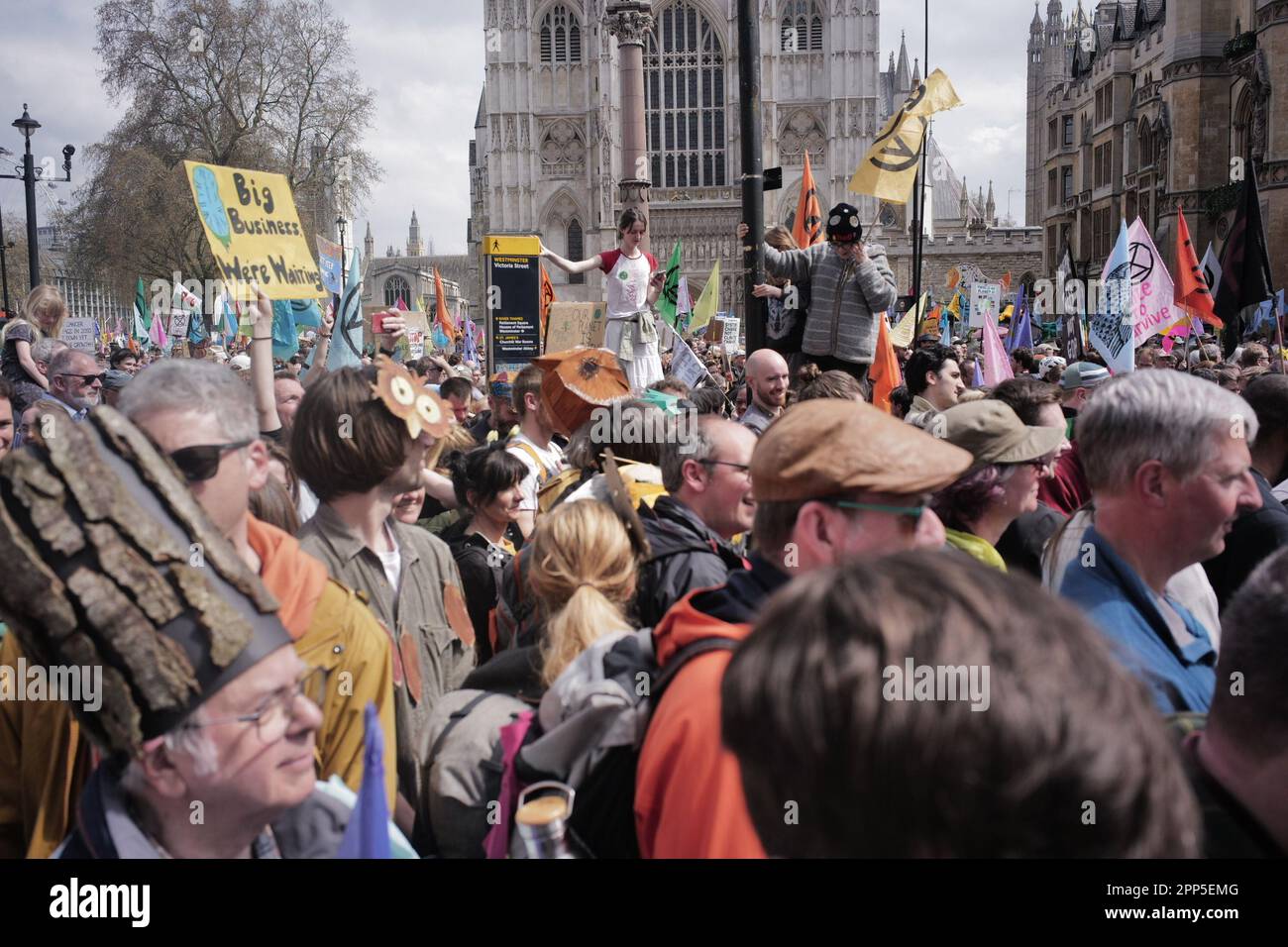 London, UK. 22nd Apr 2023.. Extinction rebellion and other campaign groups continued with their