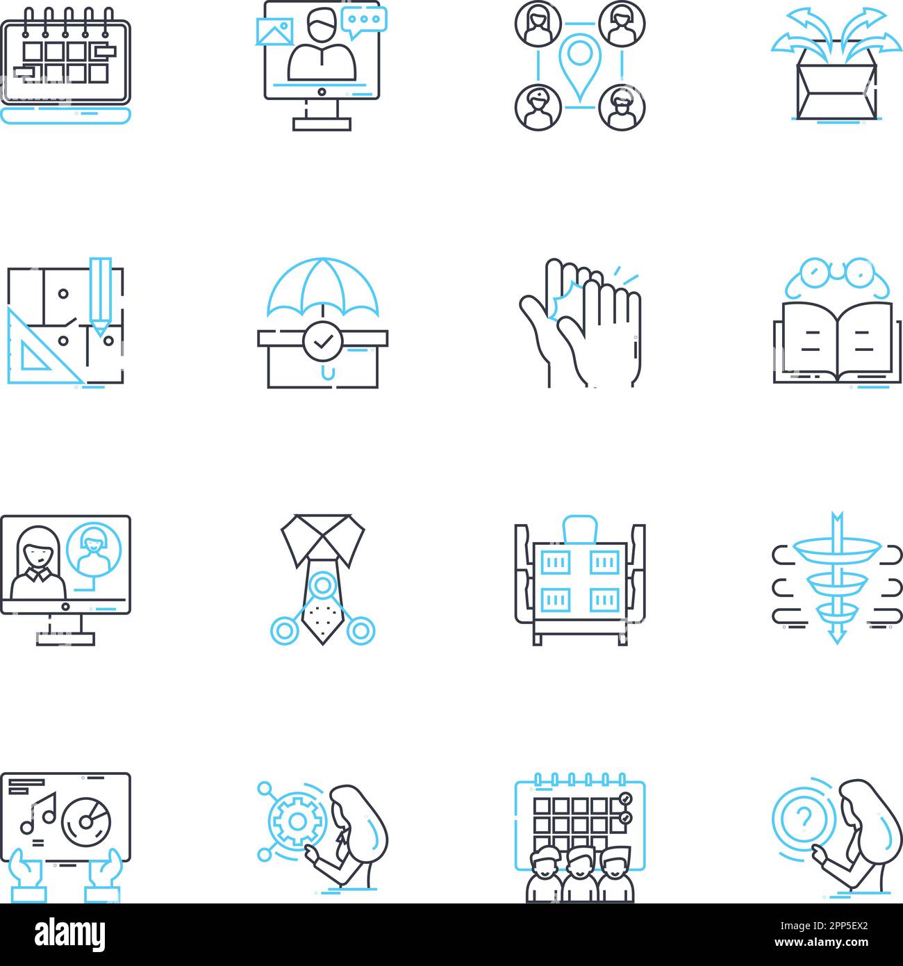 Trade union linear icons set. Solidarity, Collective bargaining, Strike, Negotiation, Labor rights, Advocacy, Membership line vector and concept signs Stock Vector