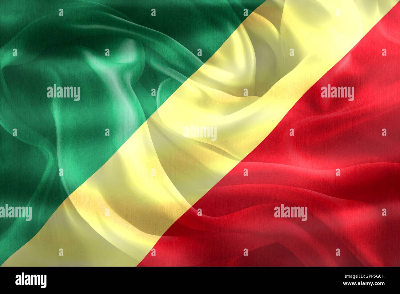 Republic of the Congo flag - realistic waving fabric flag Stock Photo