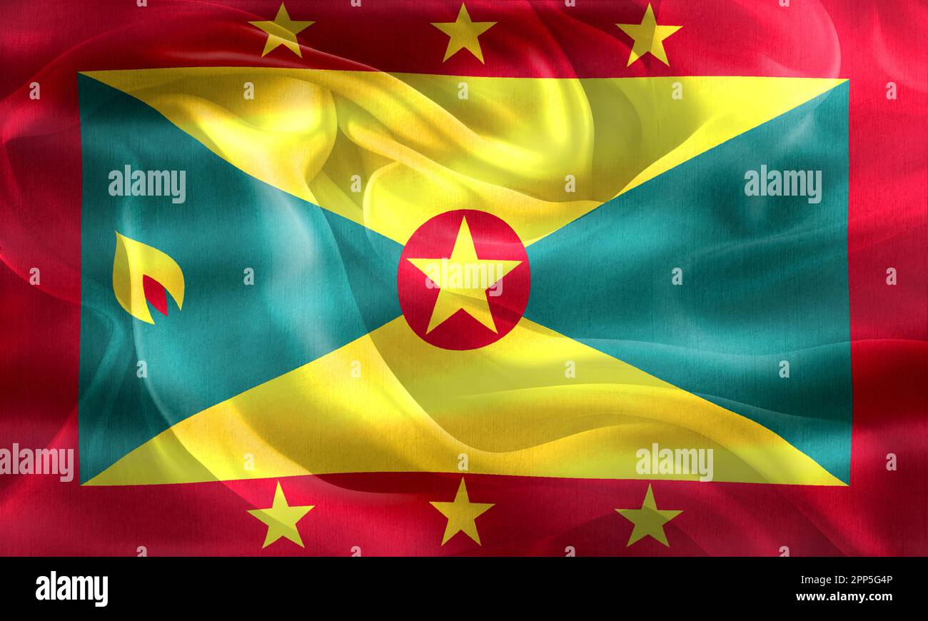 Grenada flag - realistic waving fabric flag Stock Photo