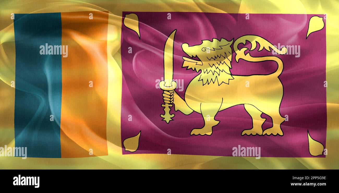 Sri Lanka flag - realistic waving fabric flag Stock Photo