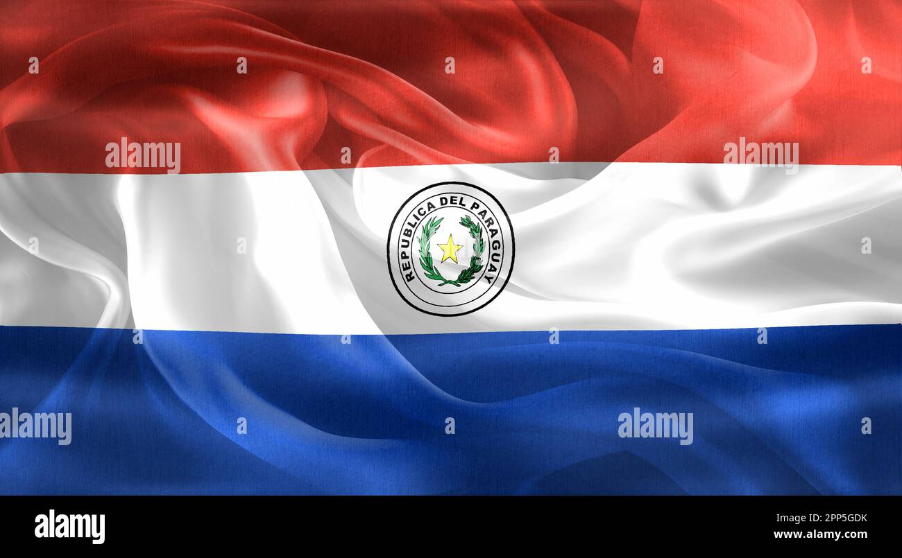 Paraguay flag - realistic waving fabric flag Stock Photo