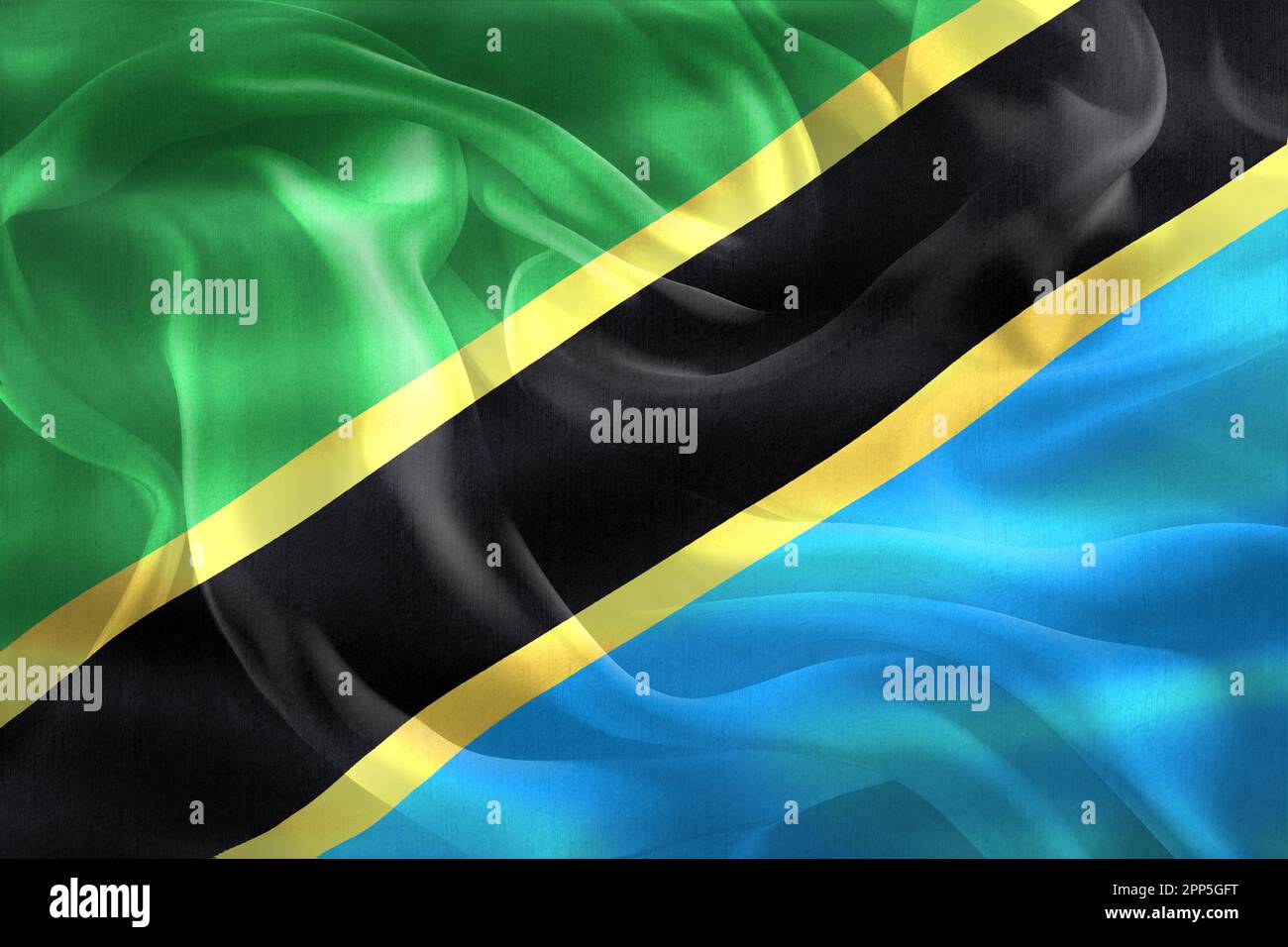 3D-Illustration of a Tanzania flag - realistic waving fabric flag. Stock Photo