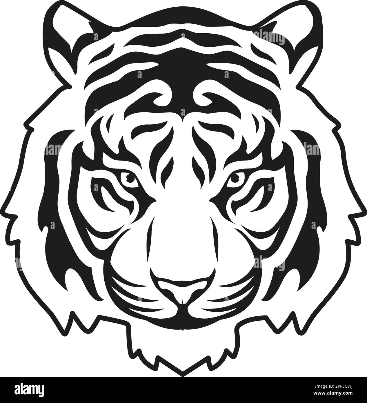 Tiger Face Expression Illustration. Tattoo Art. Vector Stock Vector ...