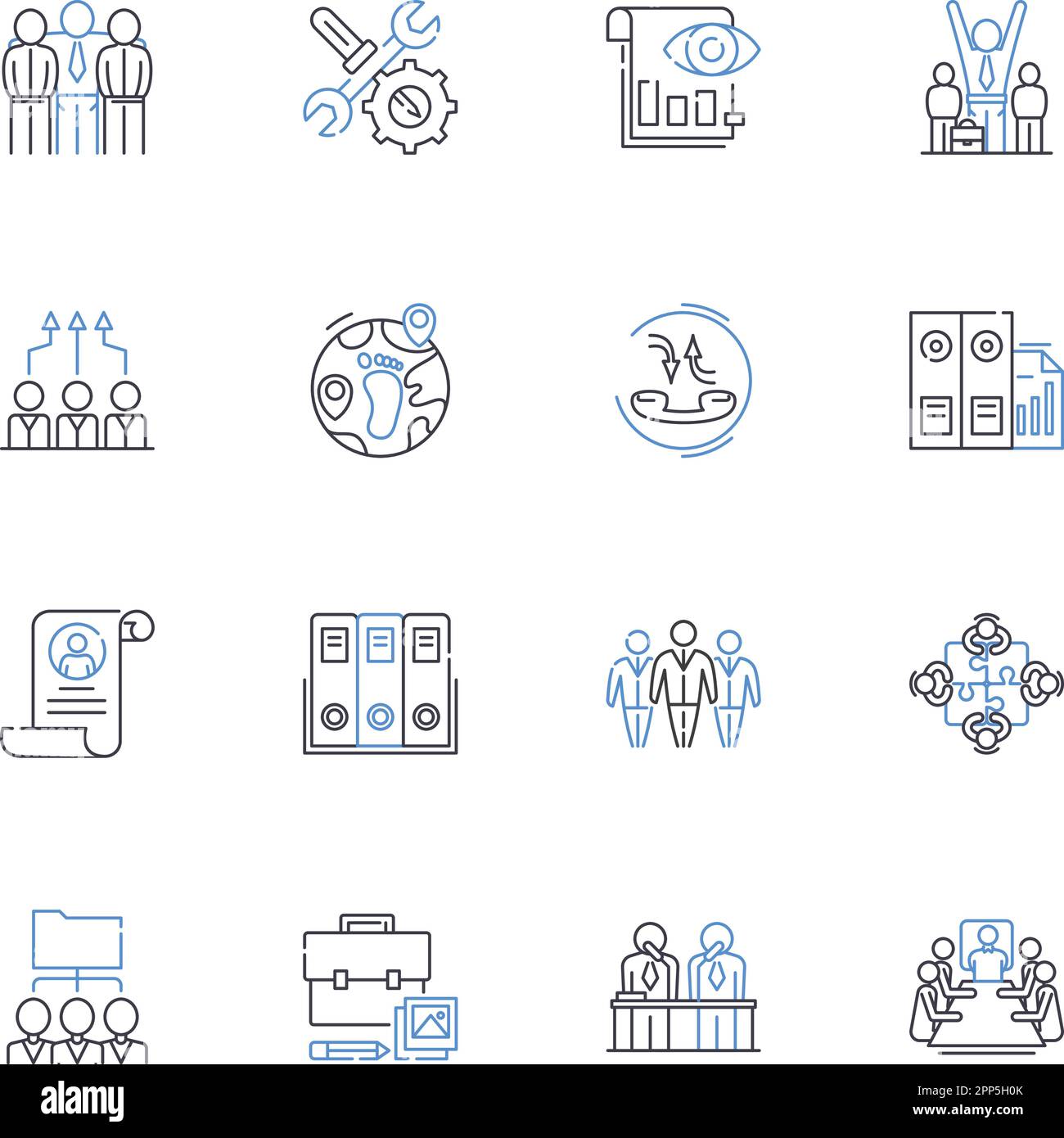 Third-party provider line icons collection. Outsourcing, Platform