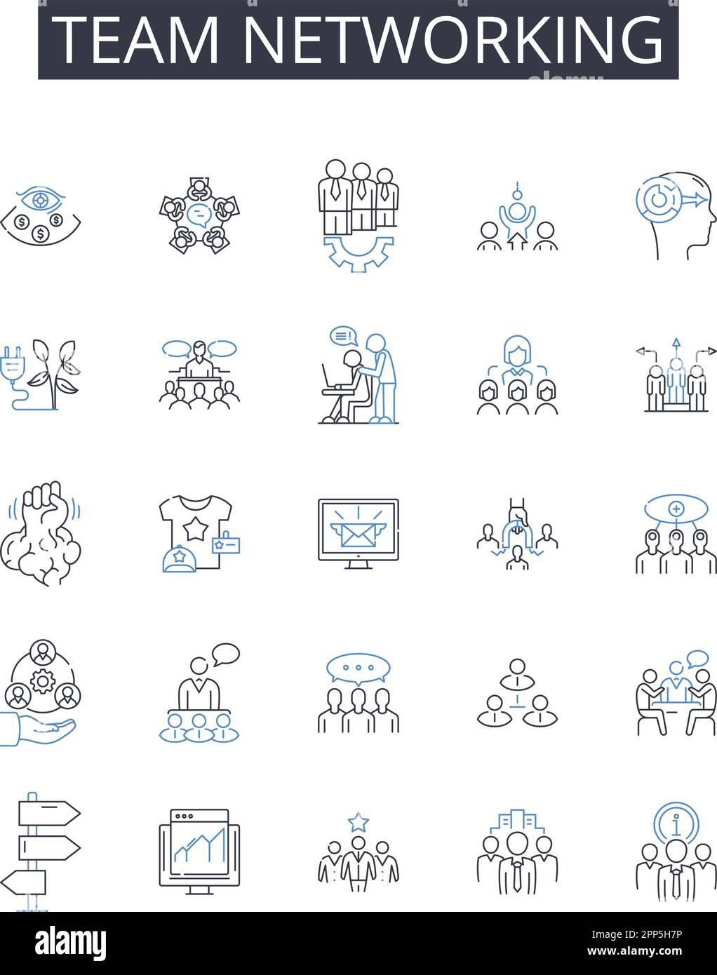 Team networking line icons collection. Group collaboration, Partnership ...