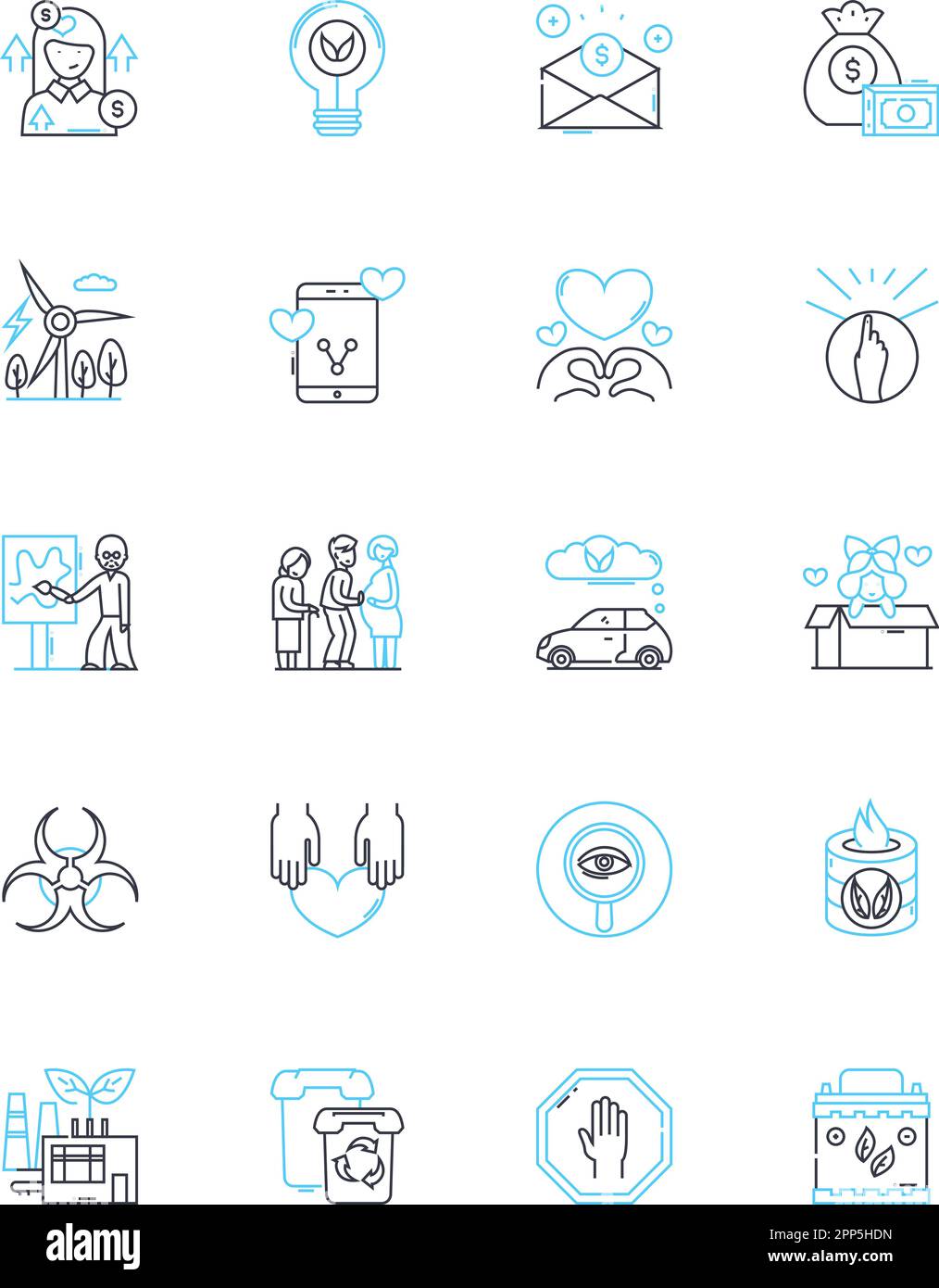 Environmental Preservation Linear Icons Set Sustainability