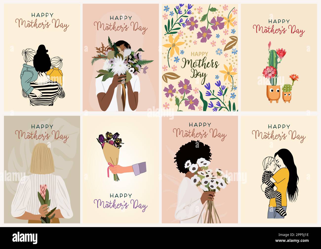 Happy Mother day greeting cards set vector Stock Vector Image & Art - Alamy