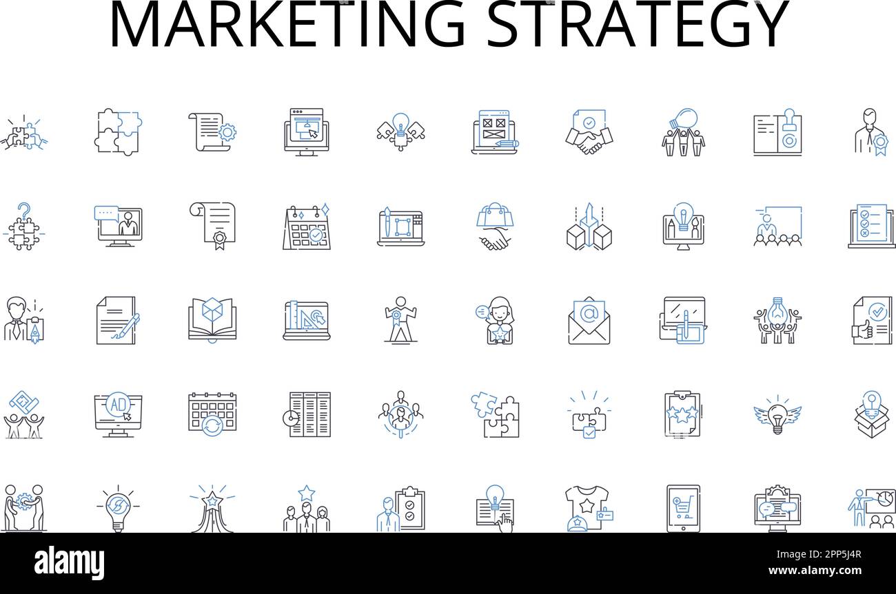 Marketing strategy line icons collection. Exploration, Insight, Revelation, Uncovering, Observation, Analysis, Investigation vector and linear Stock Vector