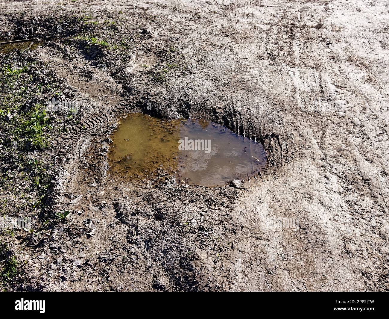 Dirt road on a bright spring day, Russia Stock Photo