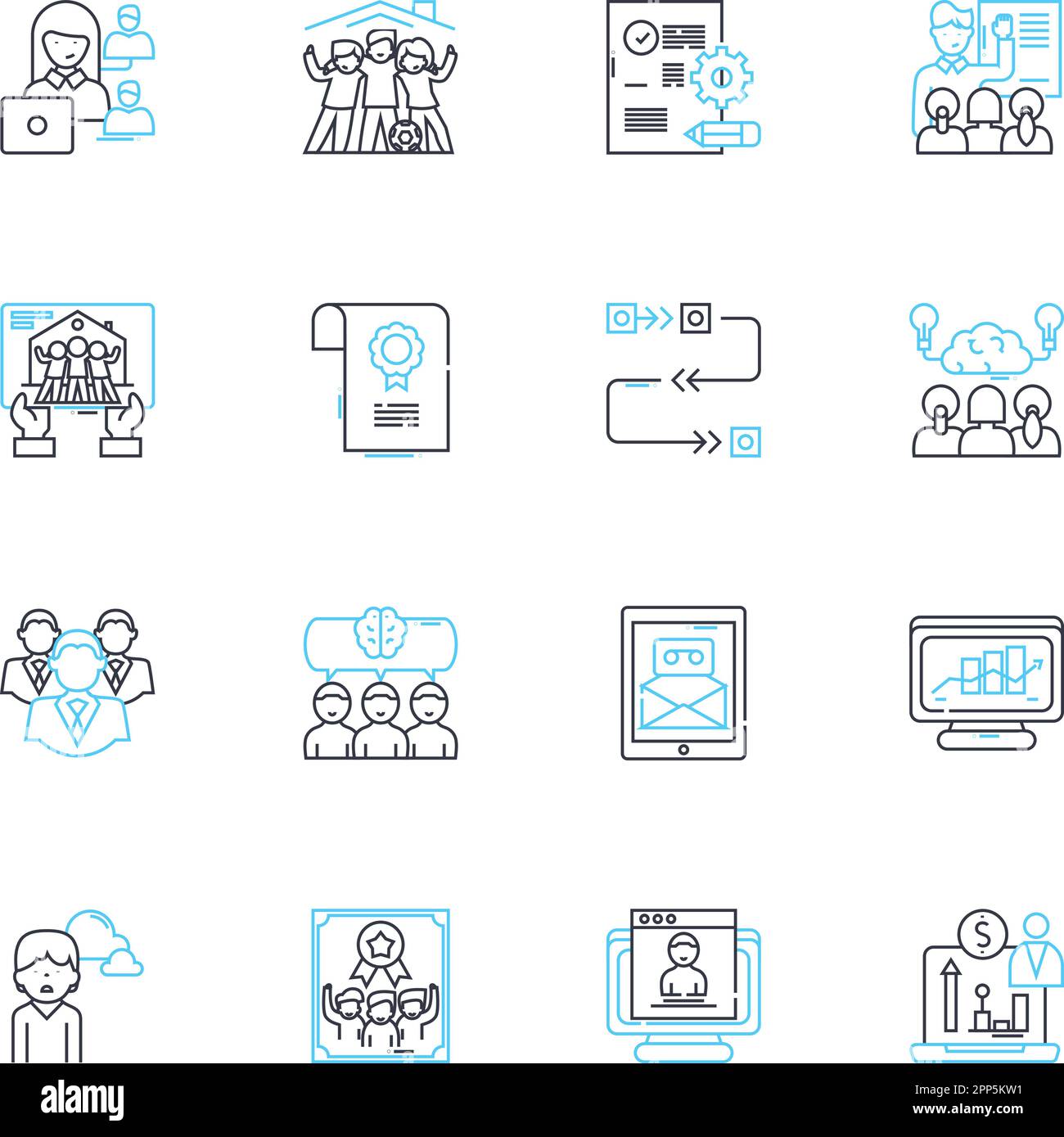 Partnership powwow linear icons set. Collaboration, Synergy, Dialogue ...