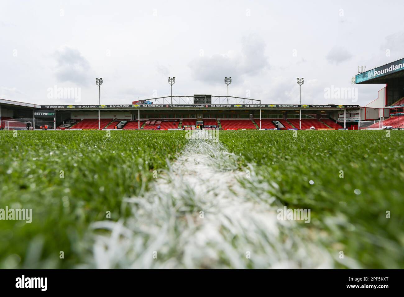 A general view of the stadium before the Sky Bet League 2 match between Walsall and Salford City at the Banks's Stadium, Walsall on Saturday 22nd April 2023. (Photo: Gustavo Pantano | MI News) Stock Photo