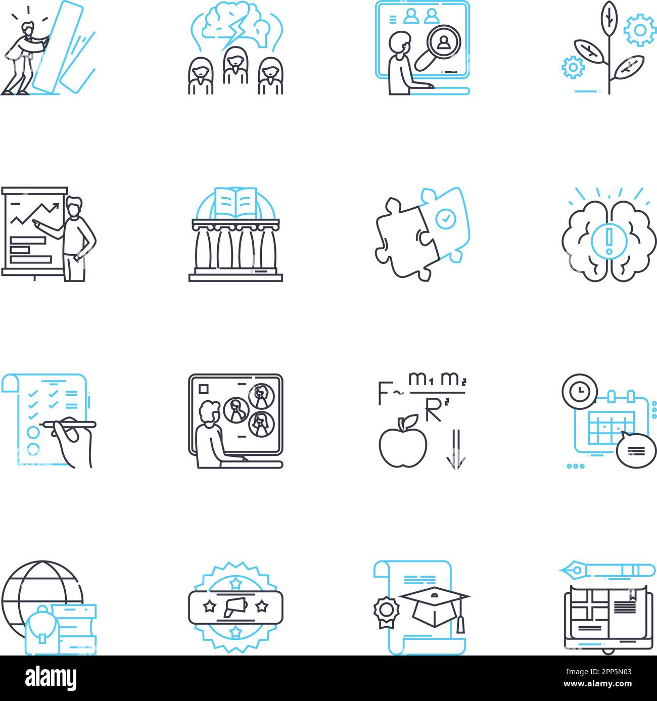 Clever learning linear icons set. Innovative, Resourceful, Strategic, Analytical, Curious, Creative, Adaptable line vector and concept signs Stock Vector