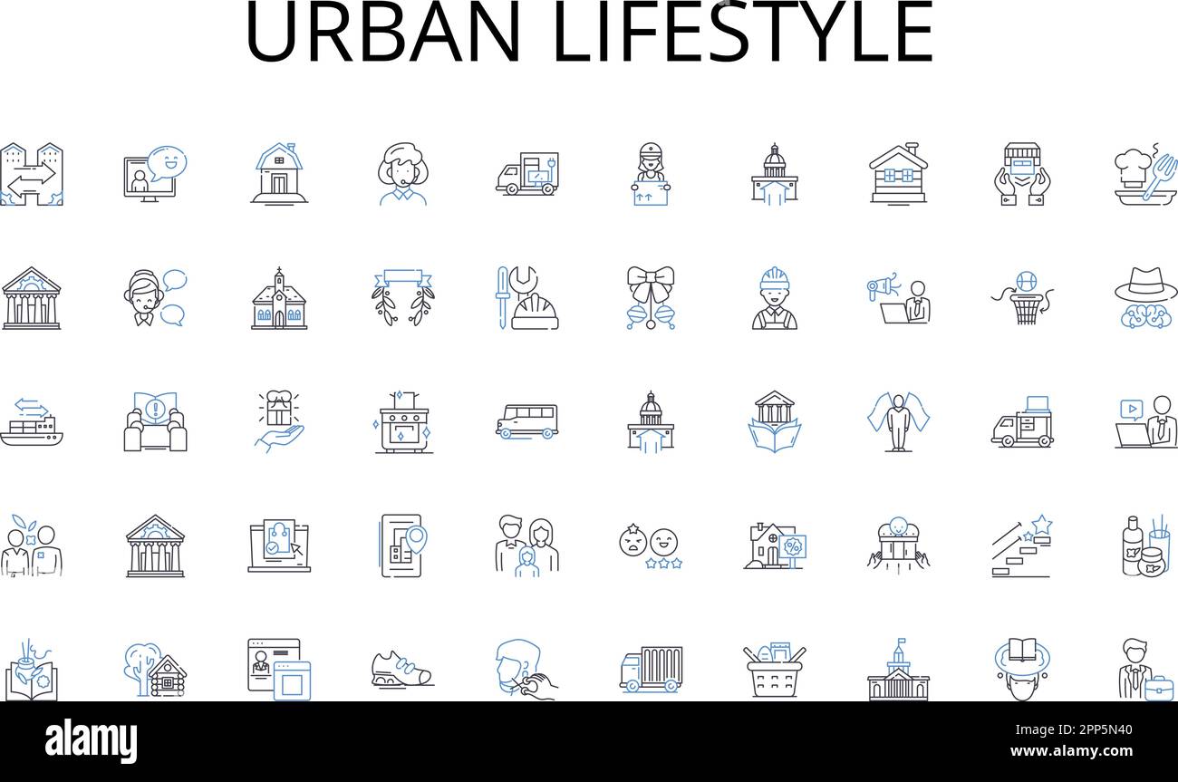 Urban lifestyle line icons collection. Imports, Exports, Tariffs, Trade agreements, International trade, Trade deficits, Anti-dumping vector and Stock Vector