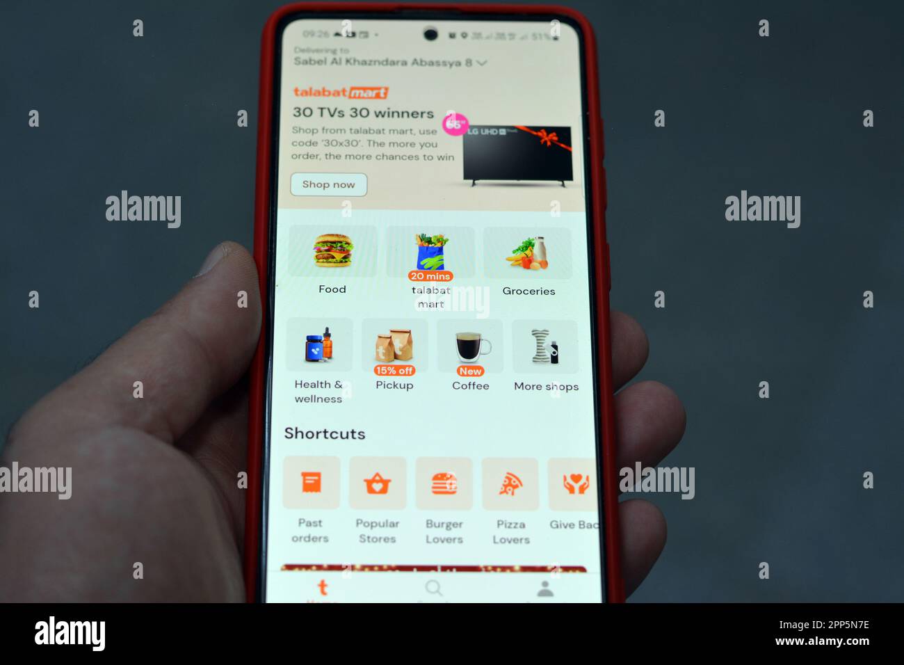 Cairo, Egypt, April 8 2023 Talabat mart application, online food